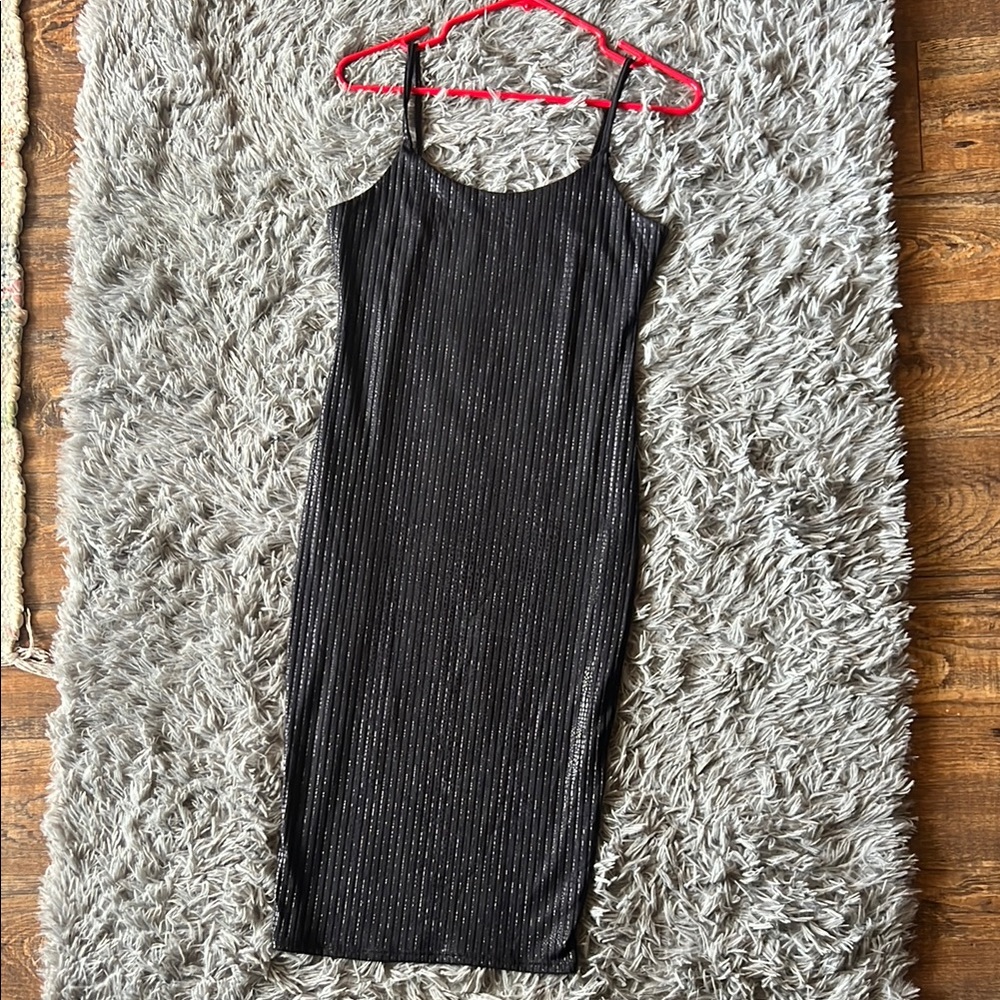 Black Shimmer Slip Dress